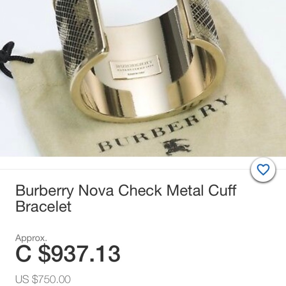 Authentic BURBERRY Nova Check metal cuff bracelet